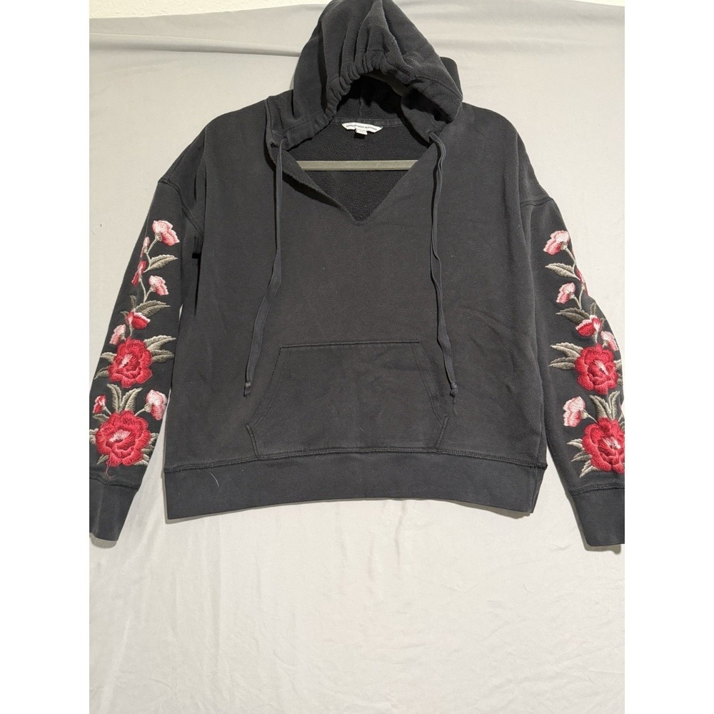 y2k American Eagle Pullover V-Neck Hoodie w/ Flower‎ Sleeves, women's small #569